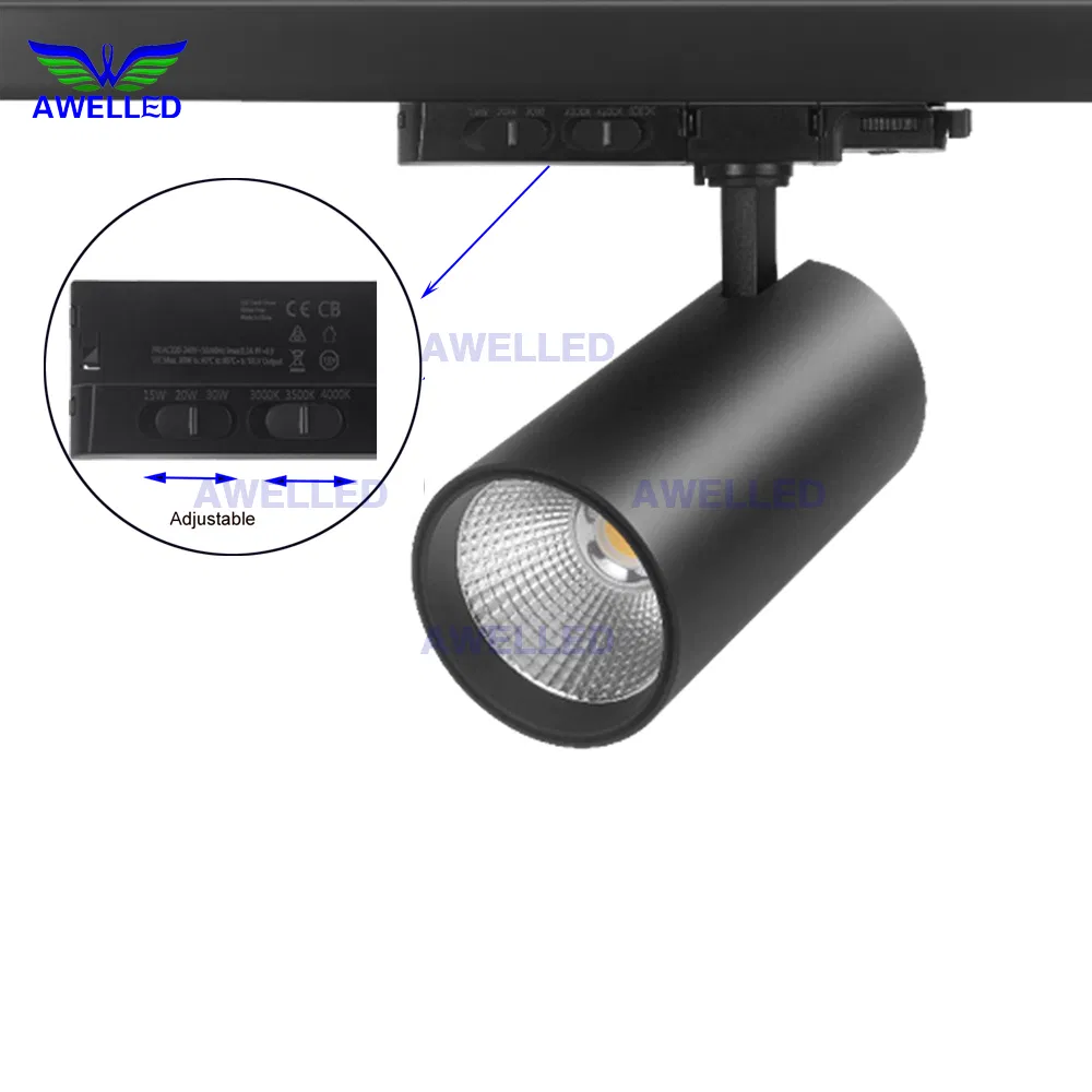 Versatile 15W-20W-30W Switchable LED Track Lighting with 3 Color Temperatures