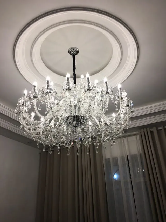 Custom Elegant Chrome Glass Crystal Chandelier Interior Lighting Fixture Hanging Pendant Lights