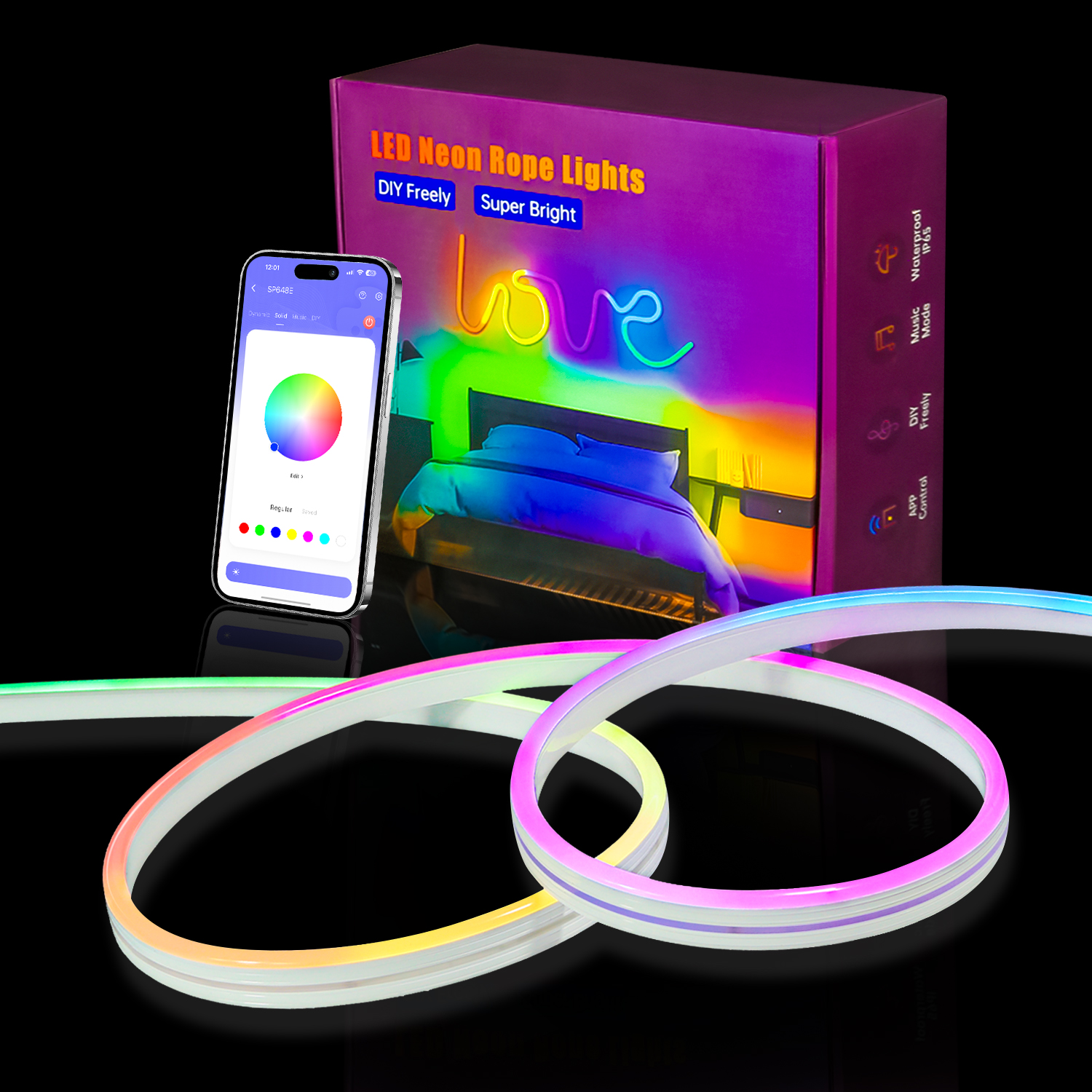 Good Price 24V 32.8ft Flexible Led Tape Smart RGB 10M Full Kit Led Neon Strip Light