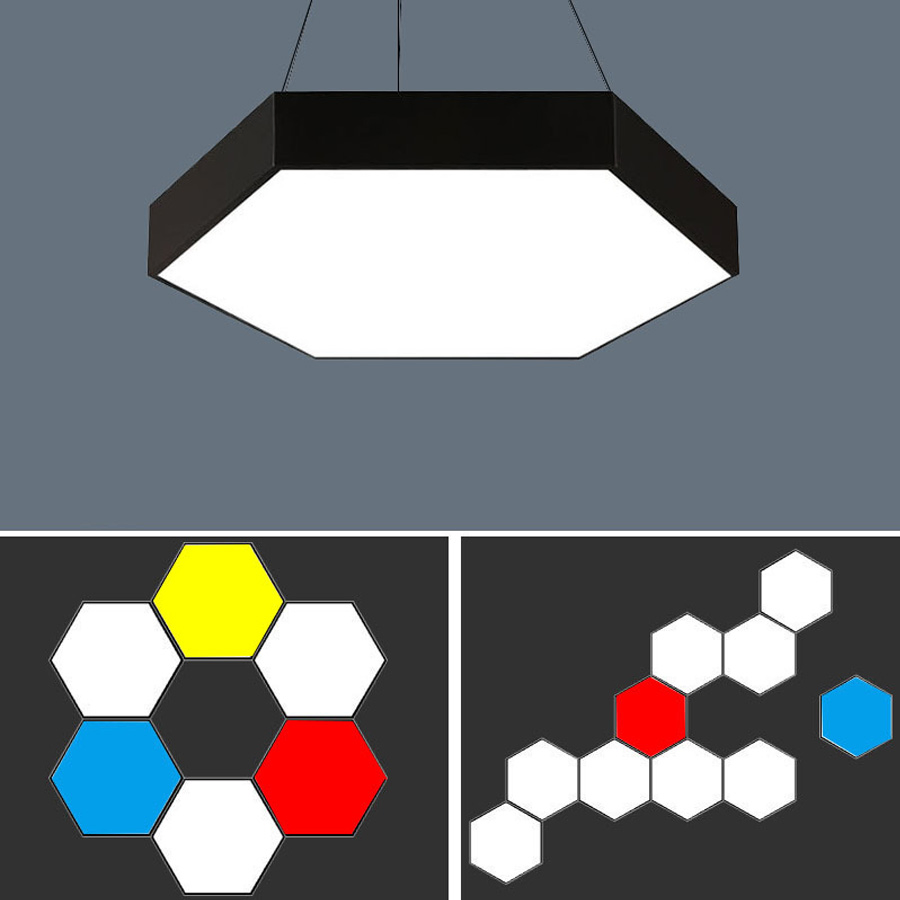 Cool White 6000K Hexagonal LED Pendant Light with Customized Design
