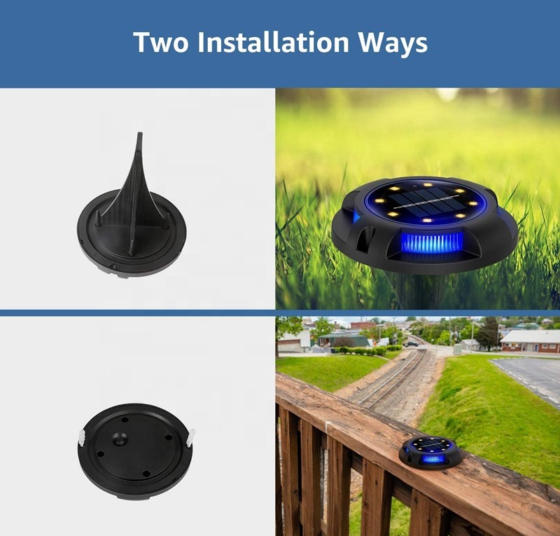 Solar Ground Lights 8 LED Disk Lights Solar Powered Waterproof In-Ground Lights for Garden, Lawn, Pathway, Walkway, Deck, Yard