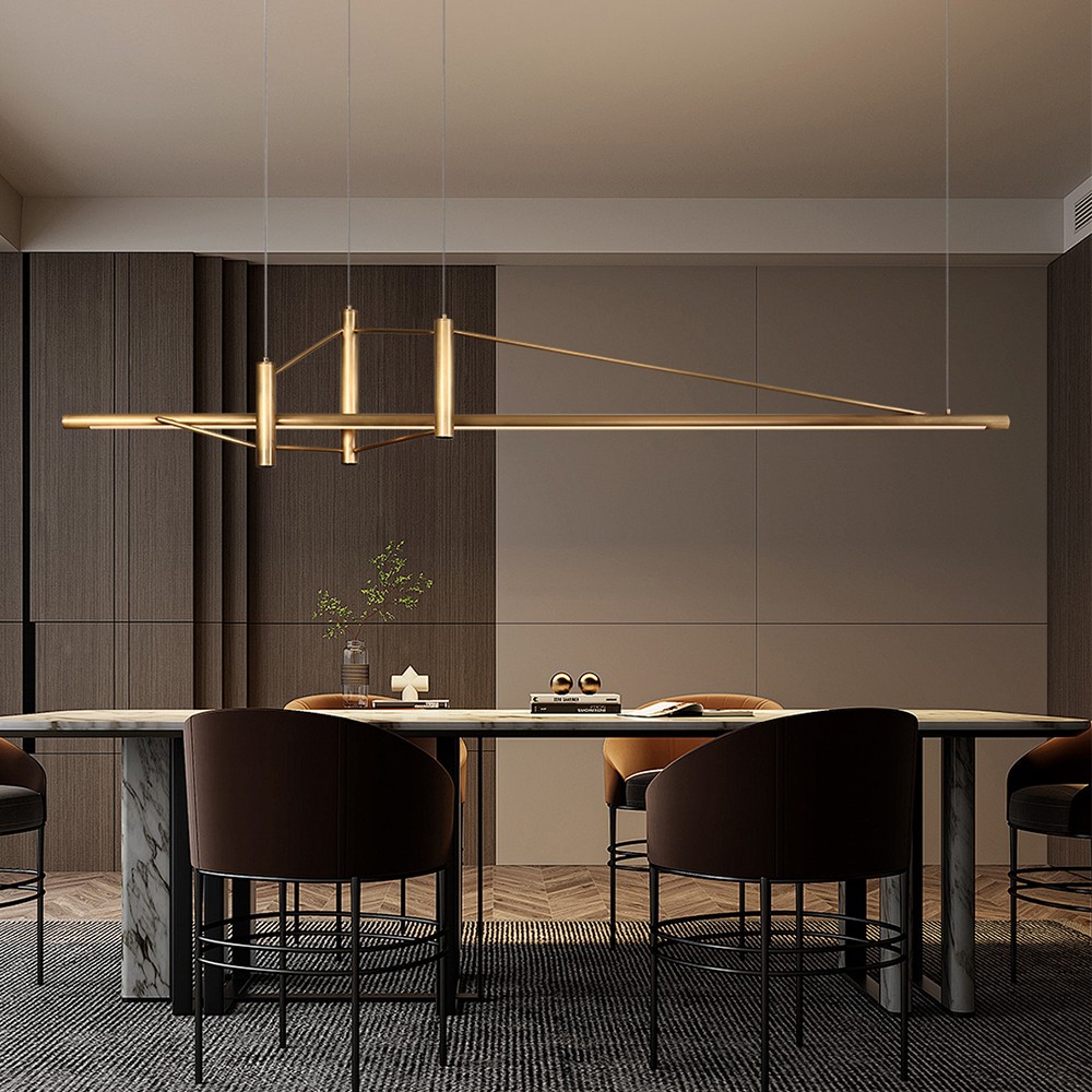 Custom Copper Lighting bar Dining Room Kitchen Pendant Light Fashion Antique Brass Bedroom Led Long Linear Chandeliers Lamp