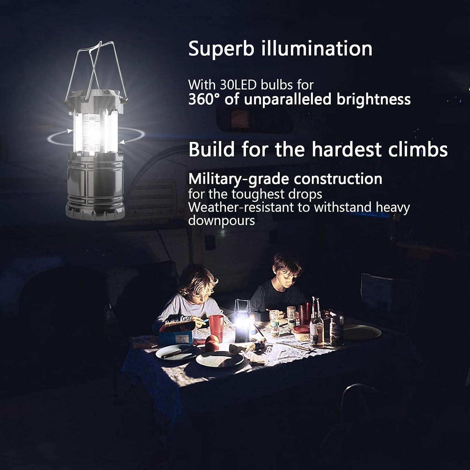 1 Pack IPX4 Waterproof LED Camping Lanterns Brightness Adjustable Survival Lights For Home Emergency Hiking Power Outages
