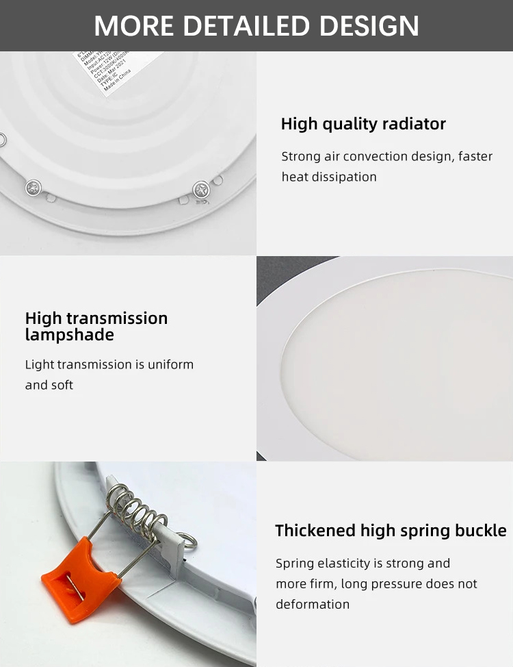 ETL 3Ct 5Ct Modern Aluminum LED SMD2835 Panel Ceiling Light Downlight with Junction Box IP44 Rating for Home Office AC100-277V