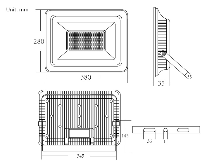 Product Size Diagram Side View