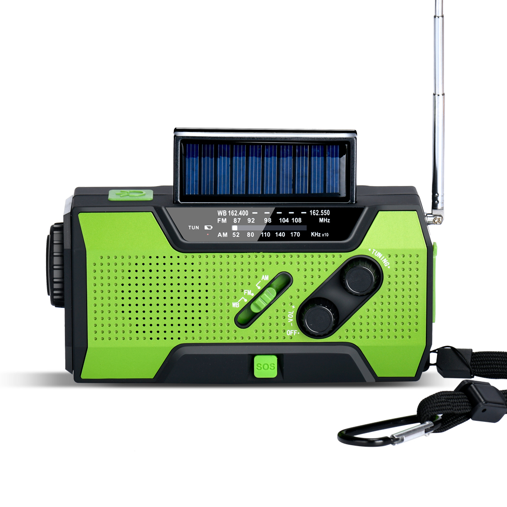 High Capacity 5000mAh Power Bank Portable LED AM/FM/WB Radio Flashlight NOAA Weather SOS Alarm USB Charging For Emergency Use