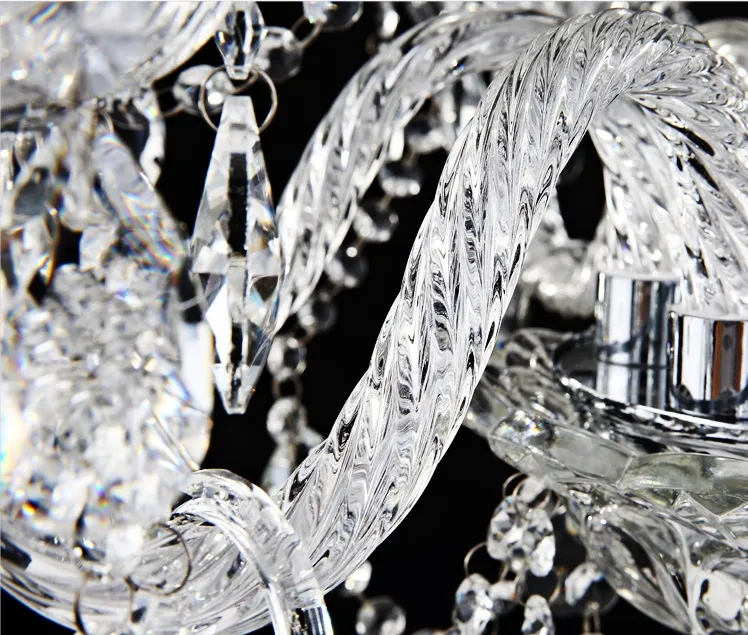 Custom Elegant Chrome Glass Crystal Chandelier Interior Lighting Fixture Hanging Pendant Lights