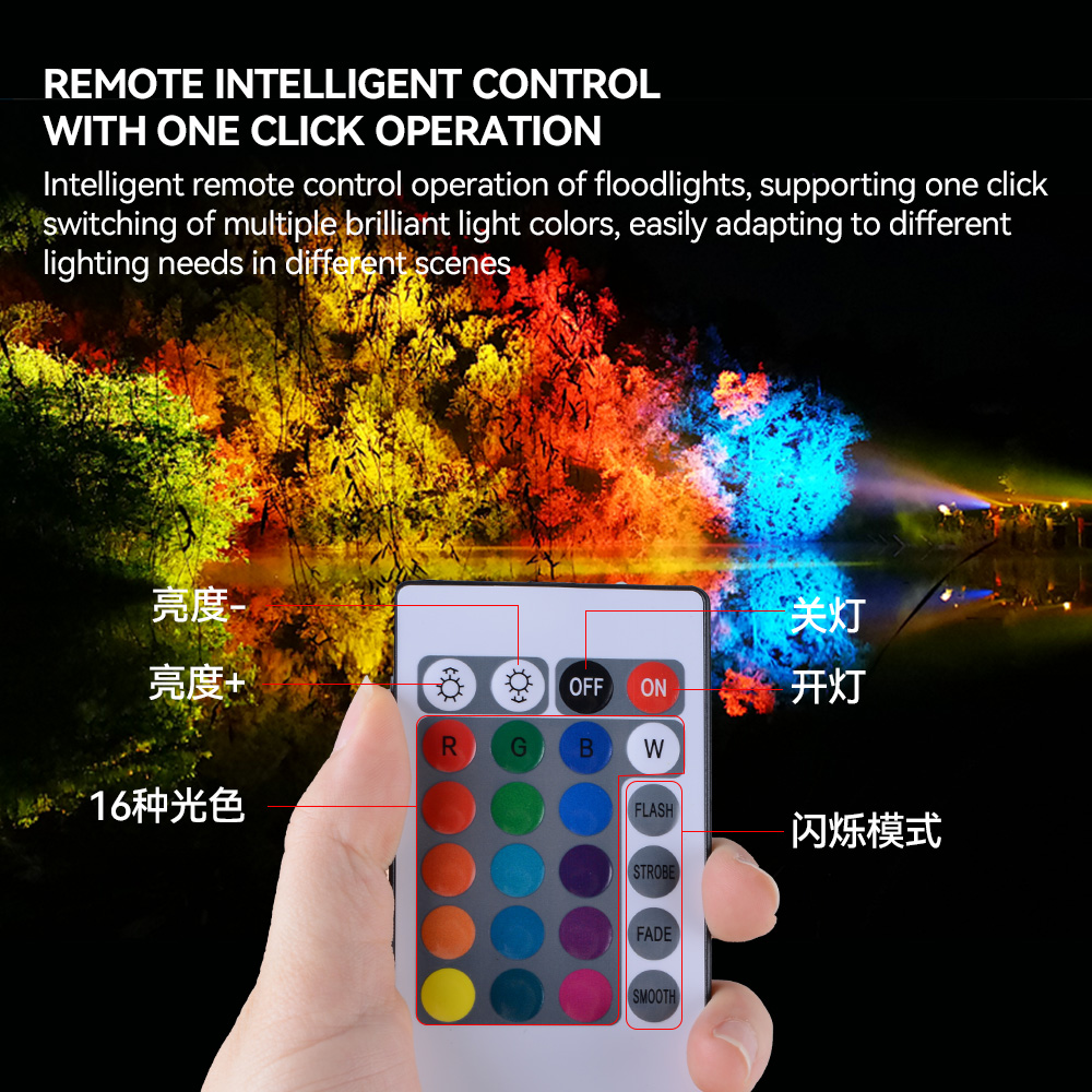 Modern Led RGB Flood Light Iron 50w/100w High Heat Dissipation 185v-265V Adjustable for Outdoor Courtyard &amp; Street Floodlight