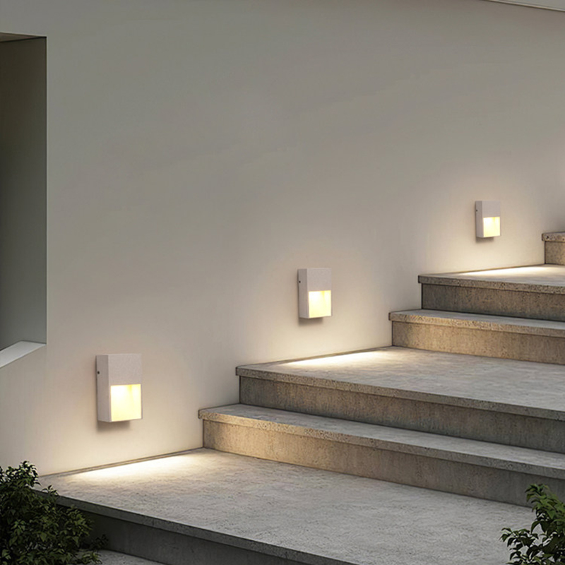 Factory Custom Square Cement Outdoor Wall-mounted Step Light Architectural Outdoor Wall Light Outdoor Pathway Wall Light