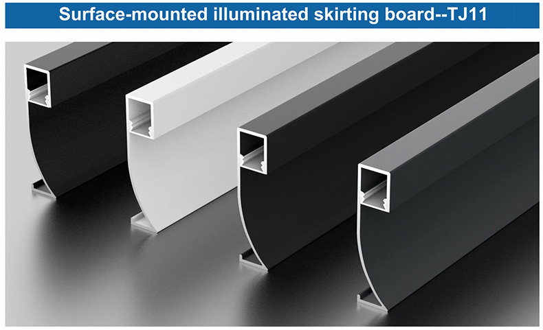 LED Aluminium Profile Skirting Board Line Strip Light Modern Black White Indoor Lighting for Home Wall Decor, Hotel Bar
