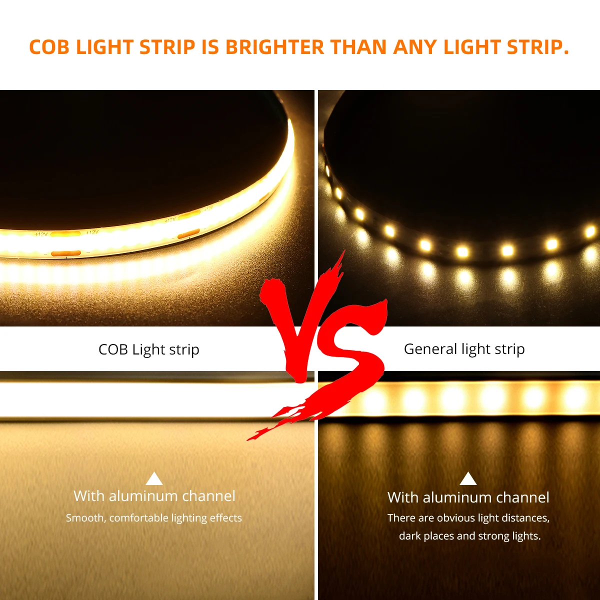 High Bright Best Flexible Cutting Led Strip Light for Ceiling 24v 12v 8mm 6000k 3000k 4000k 320LED 480LED Cob Led Strip