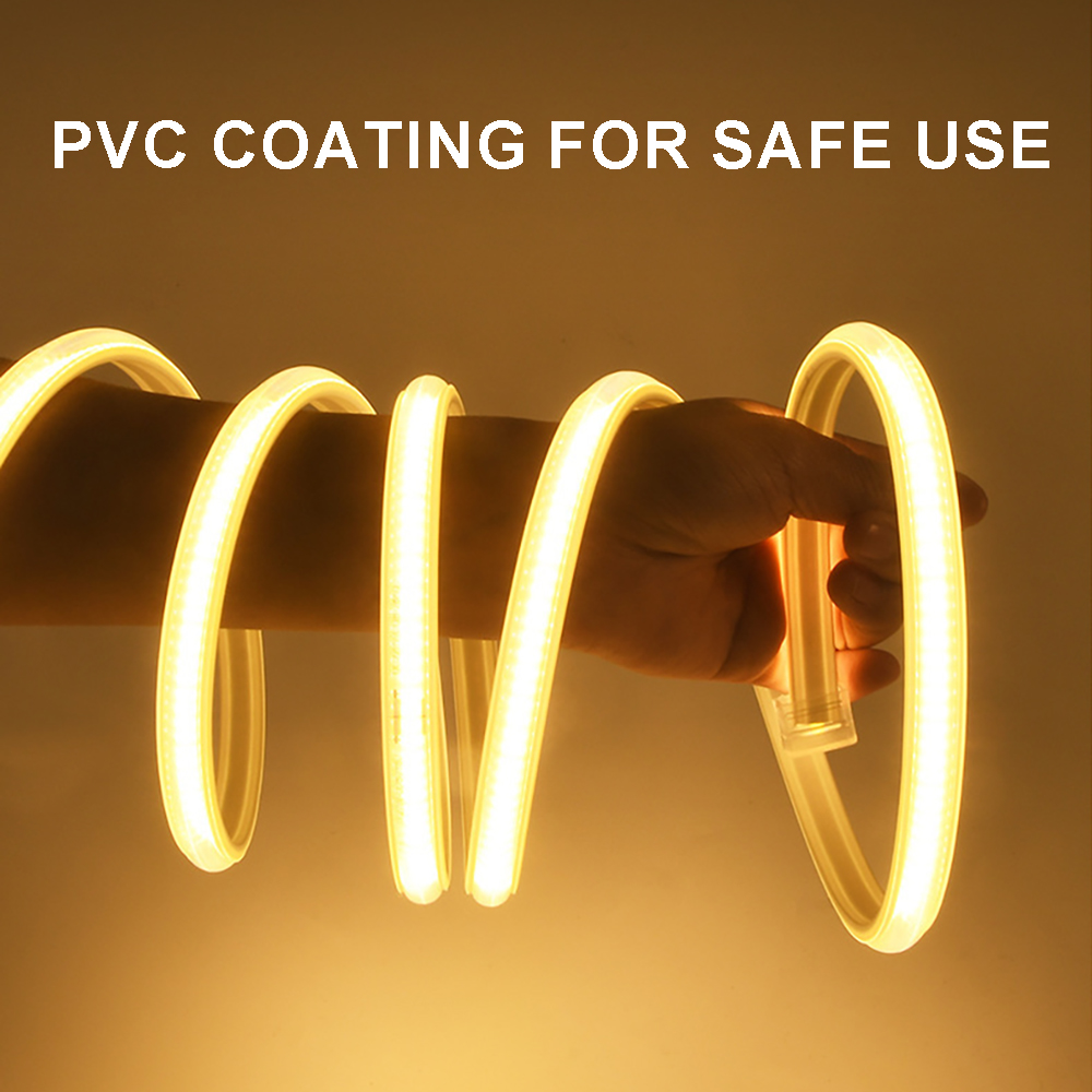 Cinta Led Strip110v 220v IP65 Waterproof Cob Led Strip Ce Rohs Flexible Tape 3000k 4000k 6000k Cob Led Strip Light