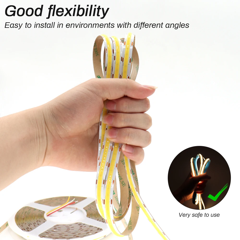 High Bright Best Flexible Cutting Led Strip Light for Ceiling 24v 12v 8mm 6000k 3000k 4000k 320LED 480LED Cob Led Strip