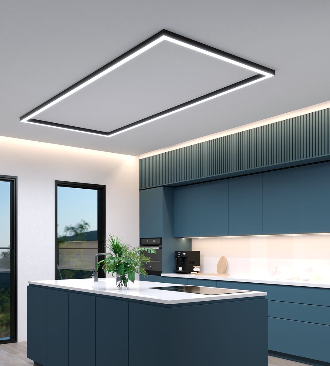ETL High Quality Aluminum Housing Office Indoor Industrial 20W 40W 60W Square Anti-Glare CCT Selectable IP44 LED Pendant Linear