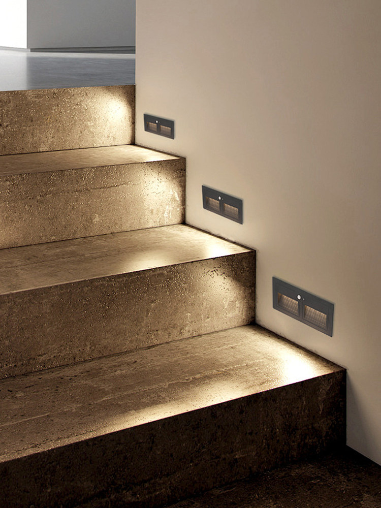 Outdoor IP65 Waterproof Wall-Mounted Step Light with Human Body Induction for Garden Stair Step Lighting