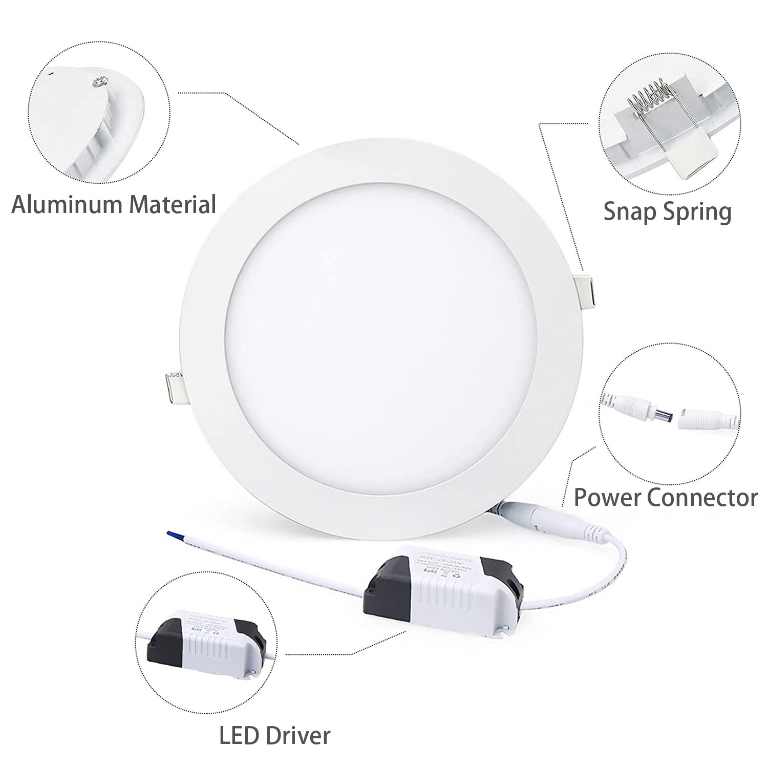 Ultra Slim 4 Inch 6W Recessed LED Panel Light Aluminum Body with 105mm Opening D120mm LED Panel Light