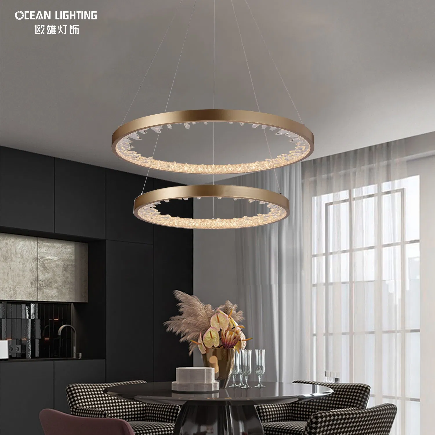 Modern Aluminum Iron Acrylic Pendant Light Indoor Decorative Pendant Lighting for Home Hotel