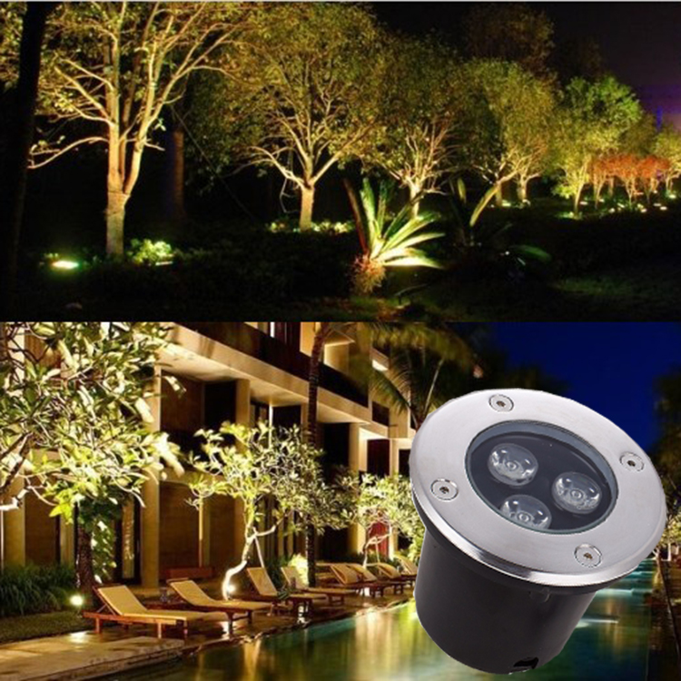 IP65 Waterproof Ss 3w 100mm Floor Recessed Deck Inground Spotlight Outdoor Landscape Ground Buried Lamp Led Underground Light