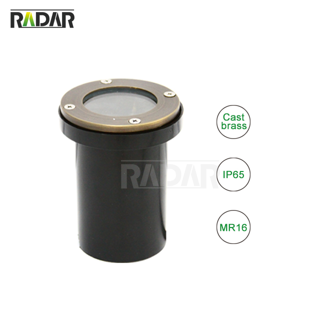 Low Voltage 12V 24V MR16 Flat Top in Ground Lighting Cast-brass Underground Light With Plastic Box for Garden Light