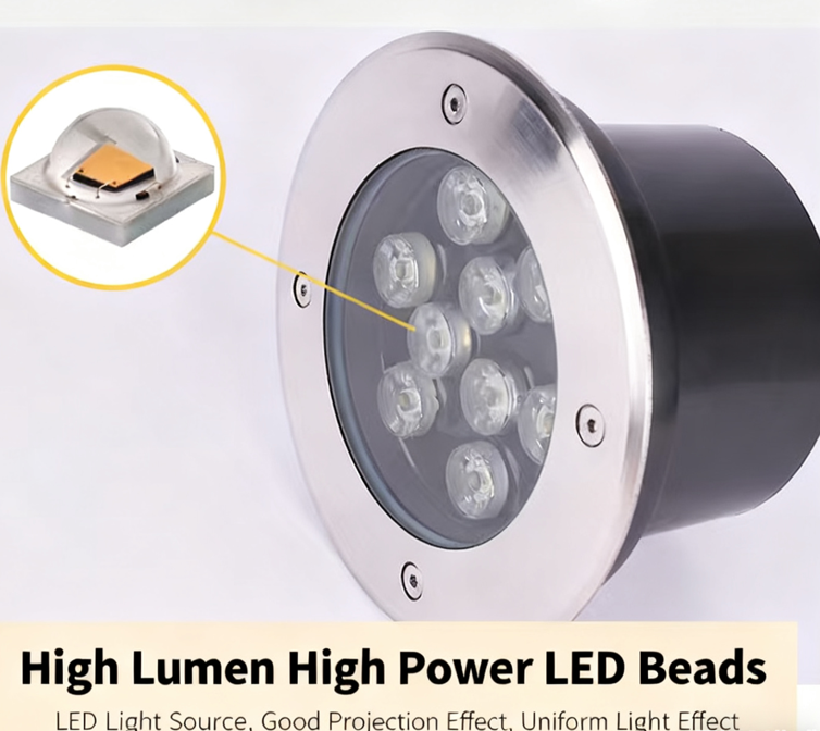 1W IP67 LED Outdoor Watertight One-year Warranty Recessed Stainless Steel Aluminum 360LM 2700K Patio Garden In-ground Light