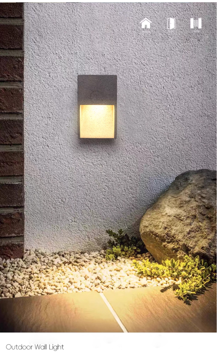 Factory Custom Square Cement Outdoor Wall-mounted Step Light Architectural Outdoor Wall Light Outdoor Pathway Wall Light