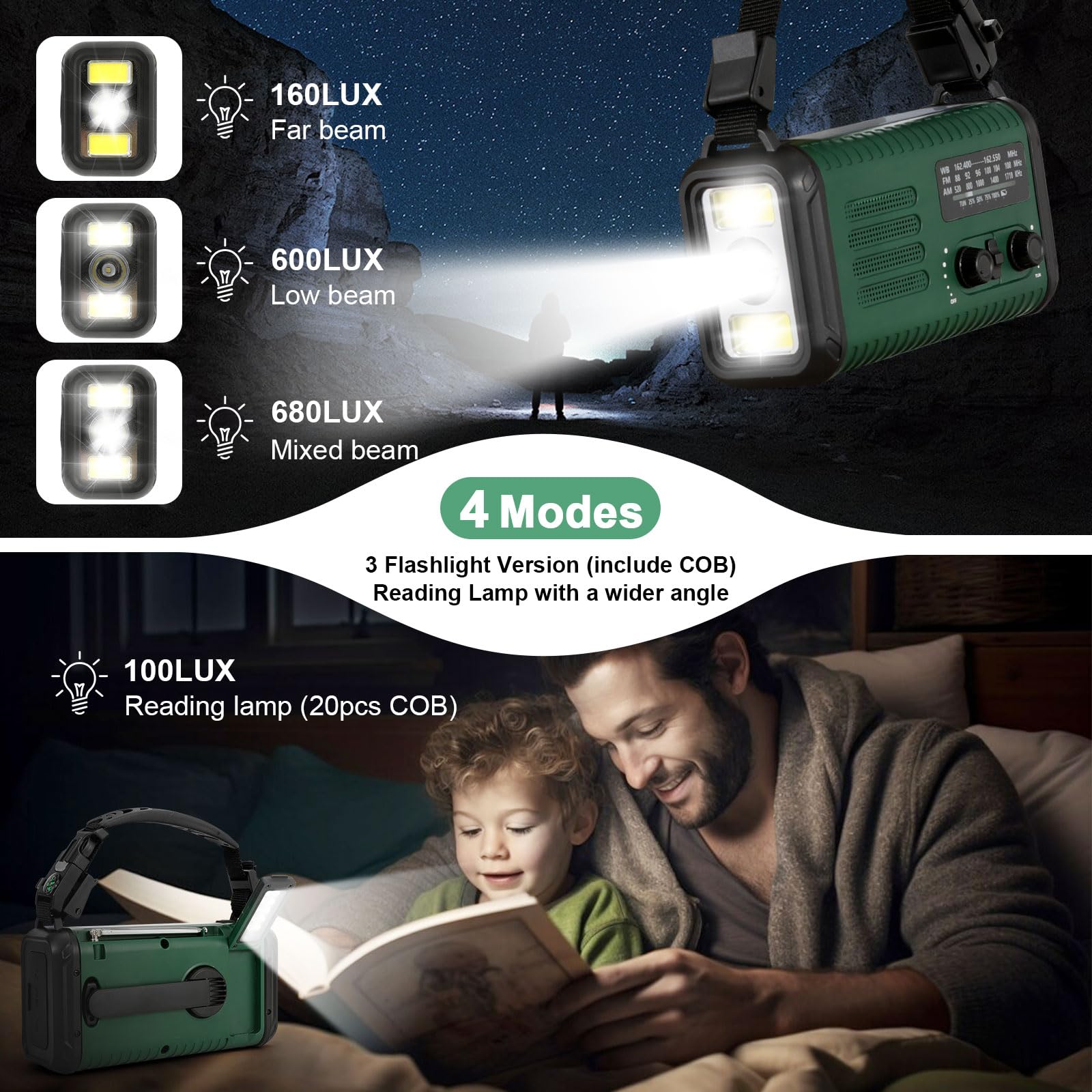 Hot Sale Hand Crank Self Powered Solar Emergency Survival Radios With 3 LED Flashlight 20000mah Power Bank Smart Phone Charger