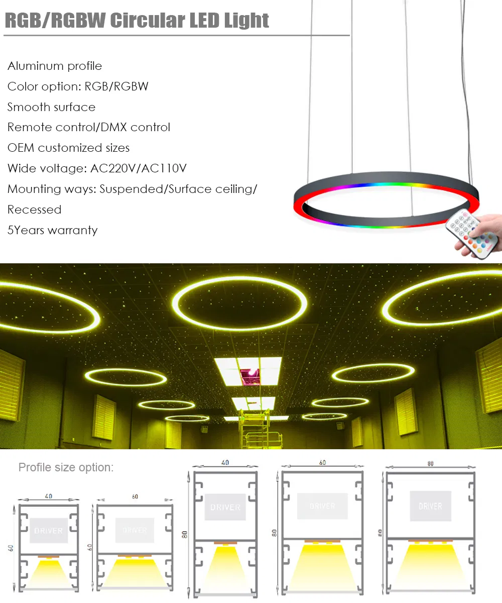 Profile Curved RGB Colorful Circular LED Chandelier Pendant Light