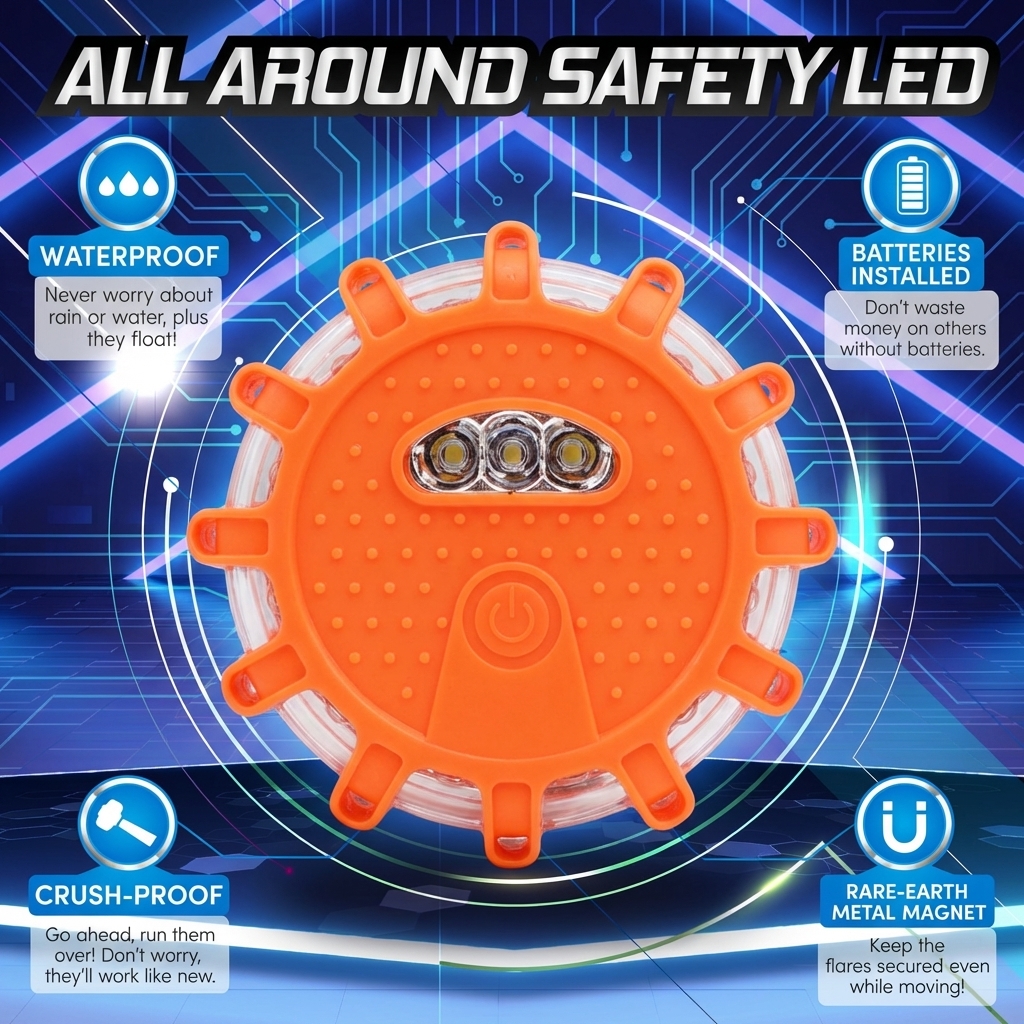 Rechargeable 6PCS LED Road Flare Kit With Magnetic Base For Vehicle Emergency Safety