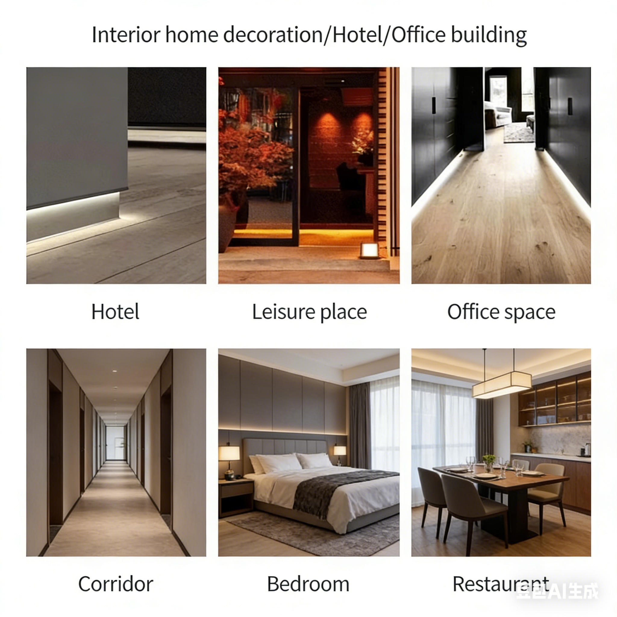 LED Aluminium Profile Skirting Board Line Strip Light Modern Black White Indoor Lighting for Home Wall Decor, Hotel Bar