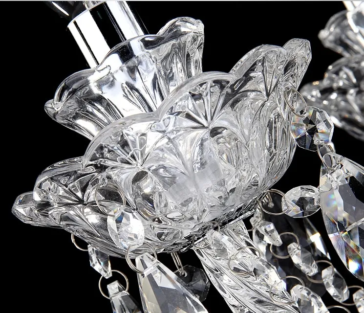 Custom Elegant Chrome Glass Crystal Chandelier Interior Lighting Fixture Hanging Pendant Lights