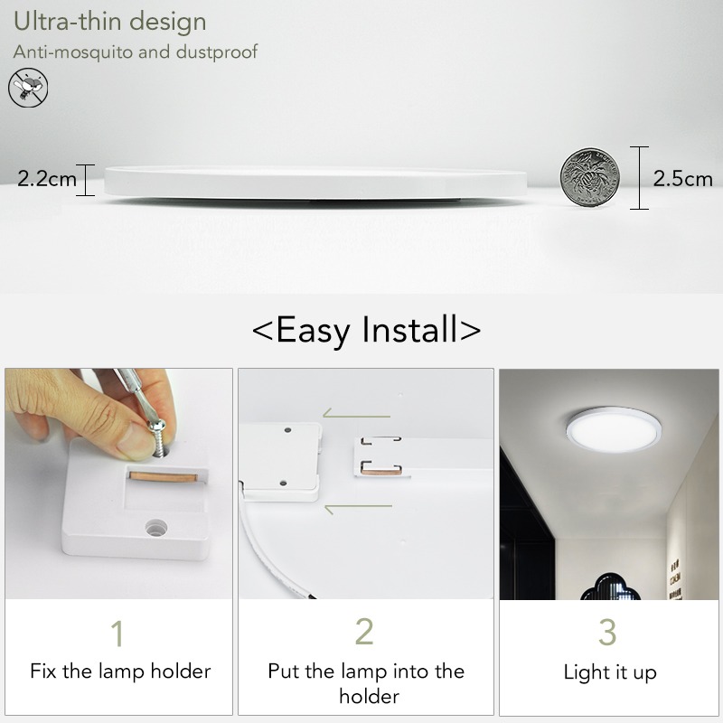 Modern LED Panel Light 24W 18W 13W 9W 6W Round Surface Mounted Ceiling Lamp SMD2835 Source Plastic Body for Living Room