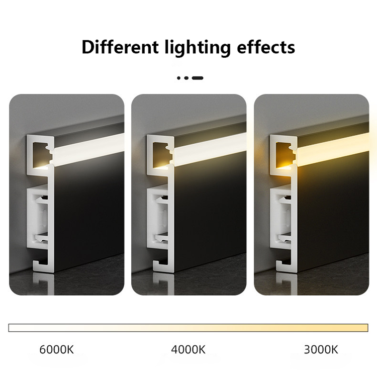 Recessed Customized Aluminum Alloy LED Skirting Board Profile - Metal Baseboard With Light For Home Hotel Wall Decor