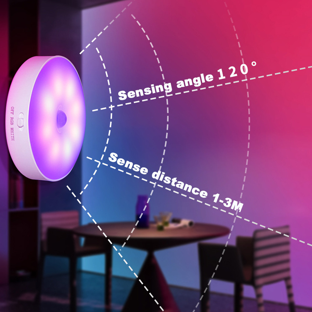 Hot Sale Indoor RGB Bedroom Rechargeable Lighting Wall Stair Infrared Cabinet Led Night Motion Sensor Wireless Step Closet Light