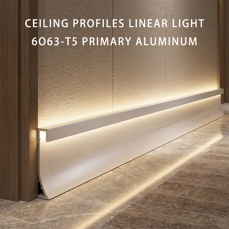 LED Aluminium Profile Skirting Board Line Strip Light Modern Black White Indoor Lighting for Home Wall Decor, Hotel Bar