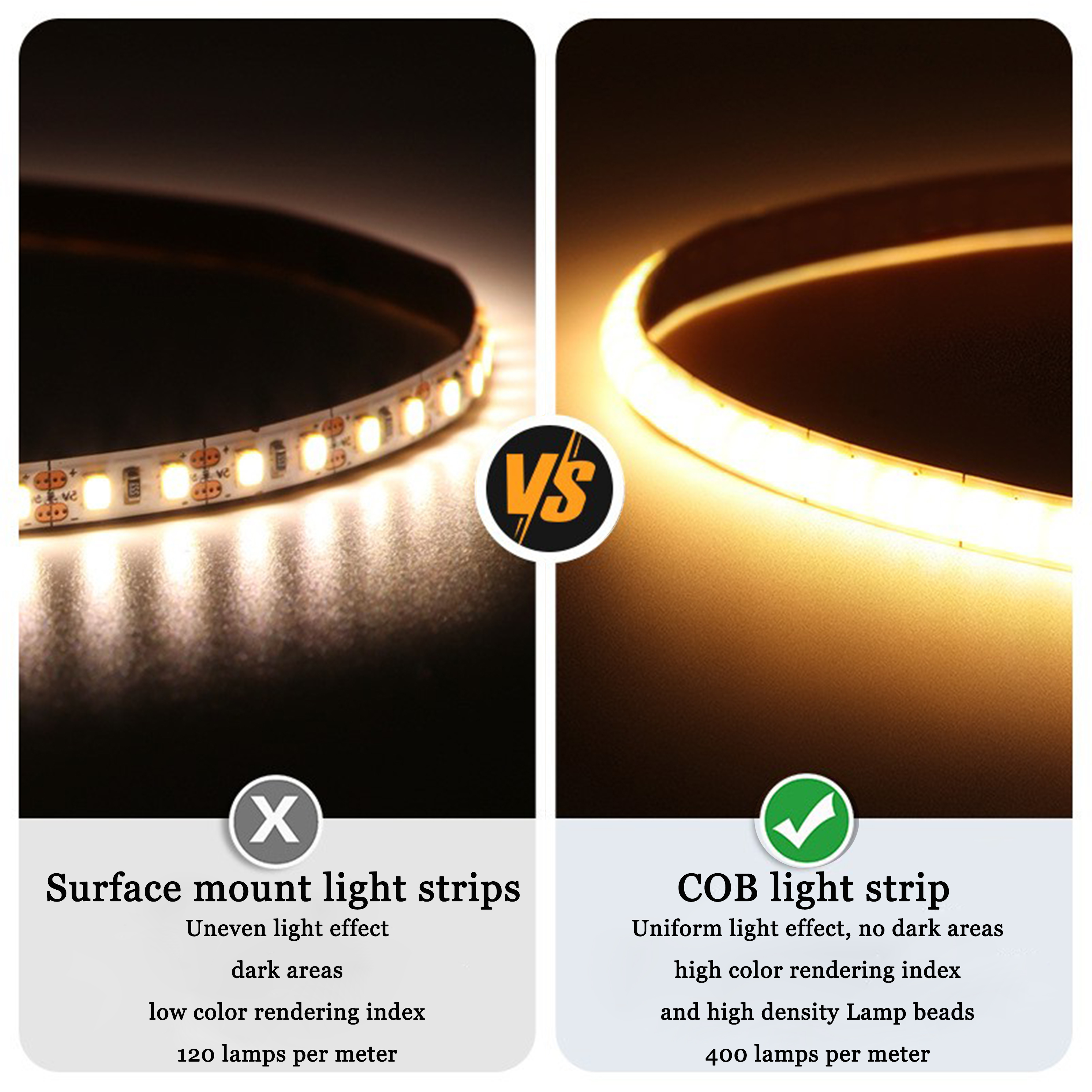 Factory Direct Sale5V12V 3mm Width 10mm Cuttable Customised Color Temperature Cob Led Strip Light Cob Led Strip Cob Light Strip