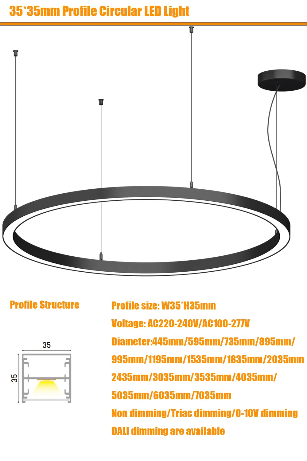 Circular Decorate Pendant Hanging Round Ring LED Pendant Light for Projects