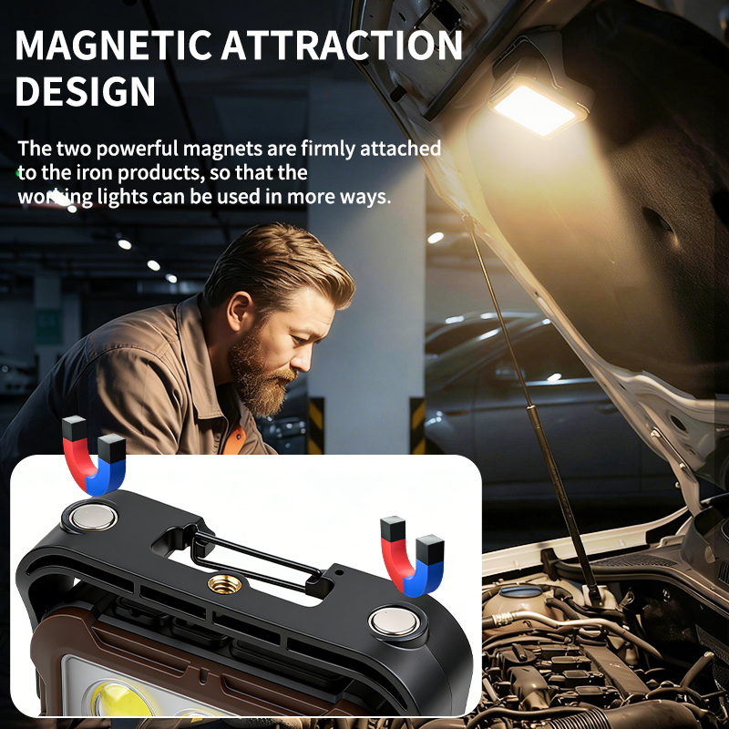 Rechargeable COB LED Work Light Portable Waterproof Emergency Lamp Large Capacity Battery For Road Workshop Repair