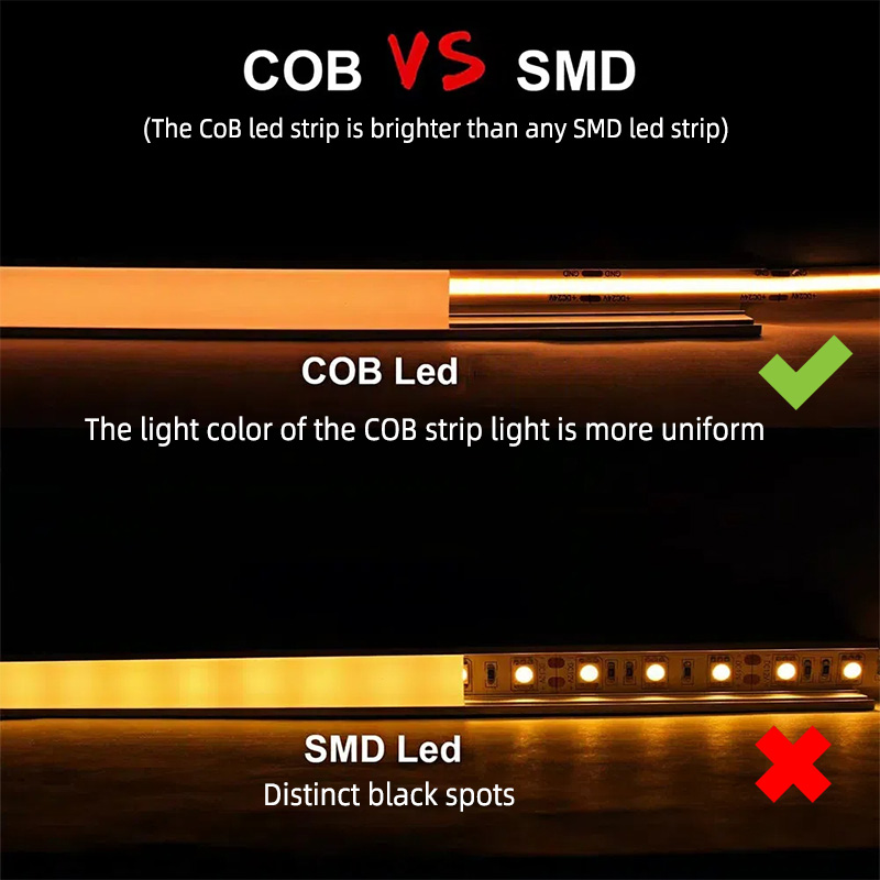 Hot Sales 8MM Led Flexible Tape Lights Free Cut Cob Strip Light DC 12V/24V 3000K 4000K 6000K Customize Color Led Cob Strip Light