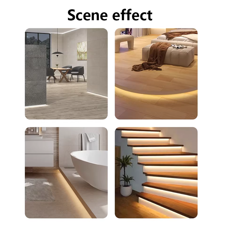 Recessed Customized Aluminum Alloy LED Skirting Board Profile - Metal Baseboard with Light for Home Hotel Wall Decor