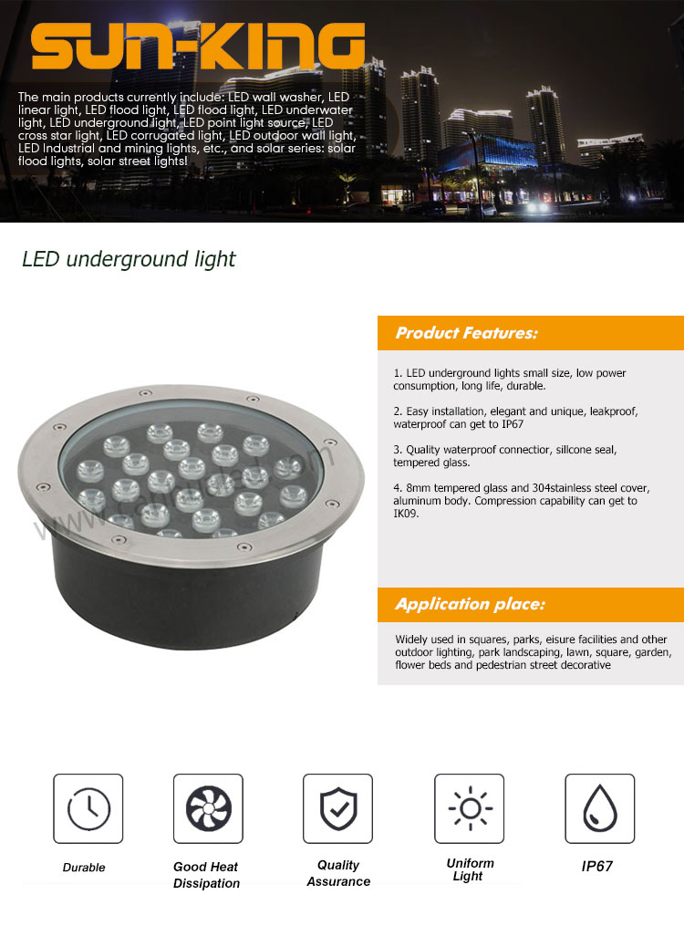 Waterproof Autocontrol DMX Buried Ip65 Step Stair Rgb In-ground Lamp 18W 18watts Led Sidewalk Underground Light