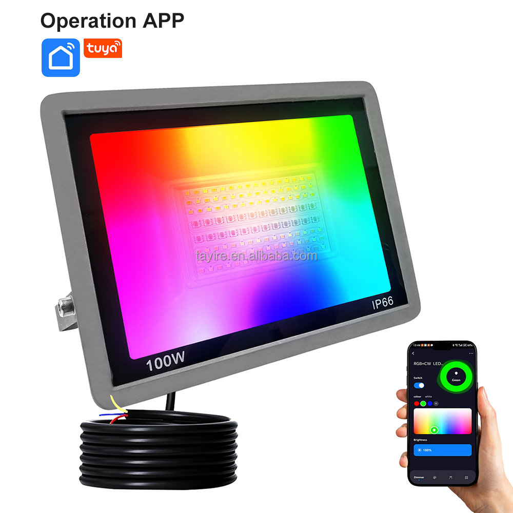 Ambient Party 100-240V RGBCCT IP66 Aluminum Led Floodlights Color Changing App Control Outdoor Landscape Spotlight Smart Home