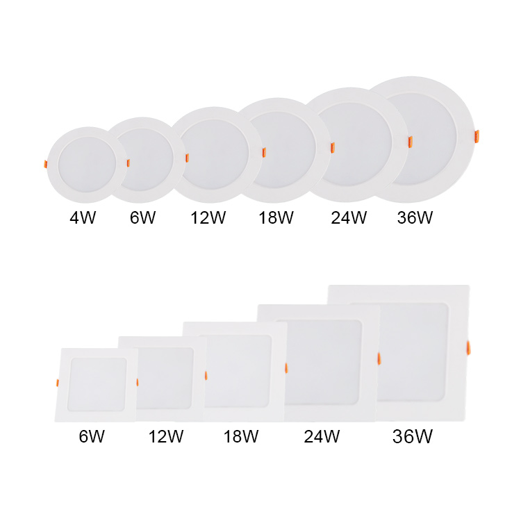 4W 6W 12W 18W 24W 36W Recessed Round Square Ultra Slim Ceiling Led Flat Panel Light