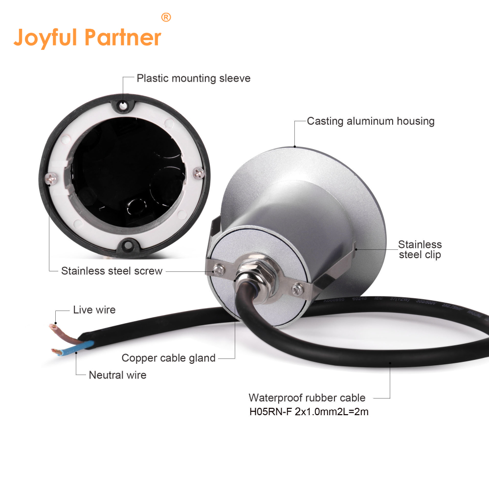 DC12V/24V Aluminum Wall Lamp IP65 Waterproof Adjustable Recessed LED Staircase Step Light