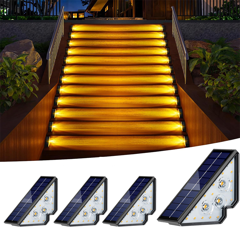 Solar Power LED Step Light Outdoor Star Lights Dusk to Dawn Exterior Stair Lamp Deck Sidewalk Solar Step Deck Lights Outdoor