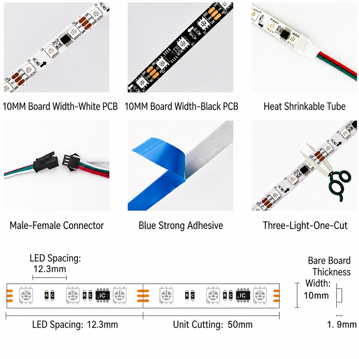 Addressable RGB Led Strip 5050 WS2812 60LED/M DC5V IP20 Copper with /USB Connectivity for Indoor Lighting