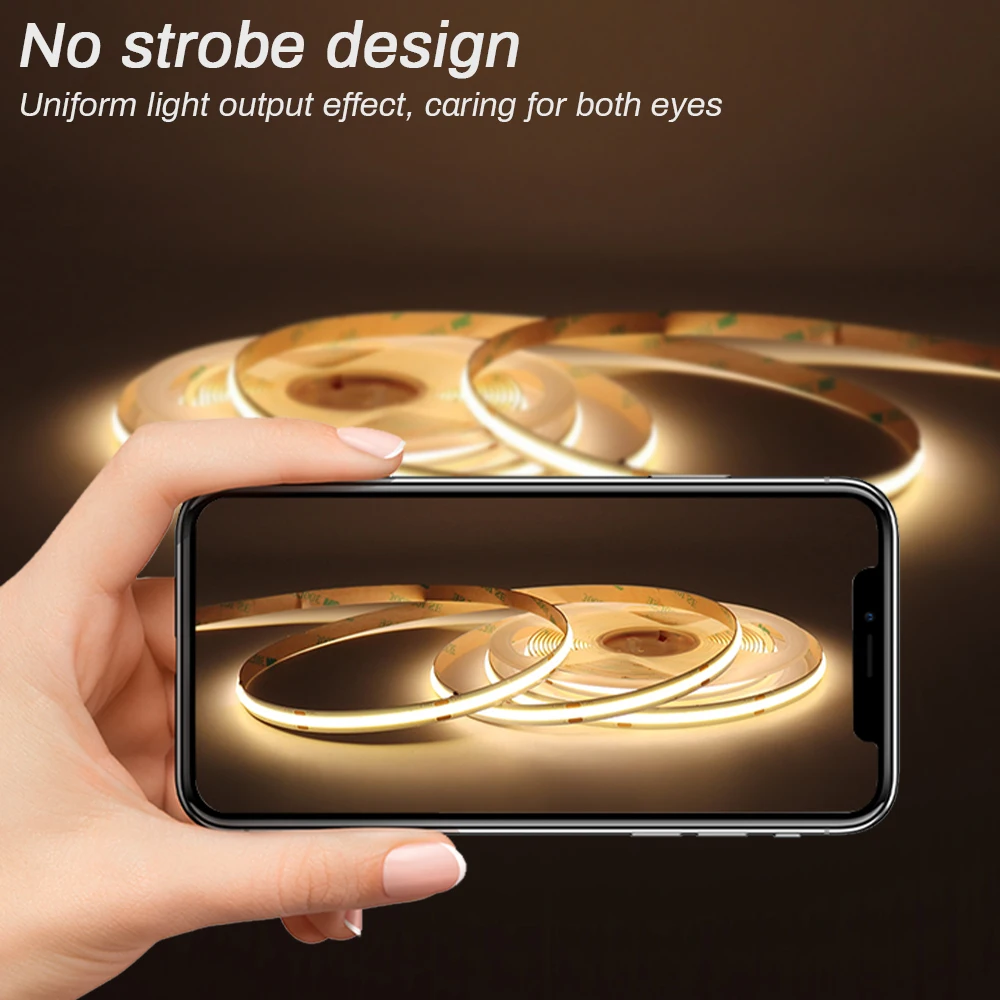 High Bright Best Flexible Cutting Led Strip Light for Ceiling 24v 12v 8mm 6000k 3000k 4000k 320LED 480LED Cob Led Strip