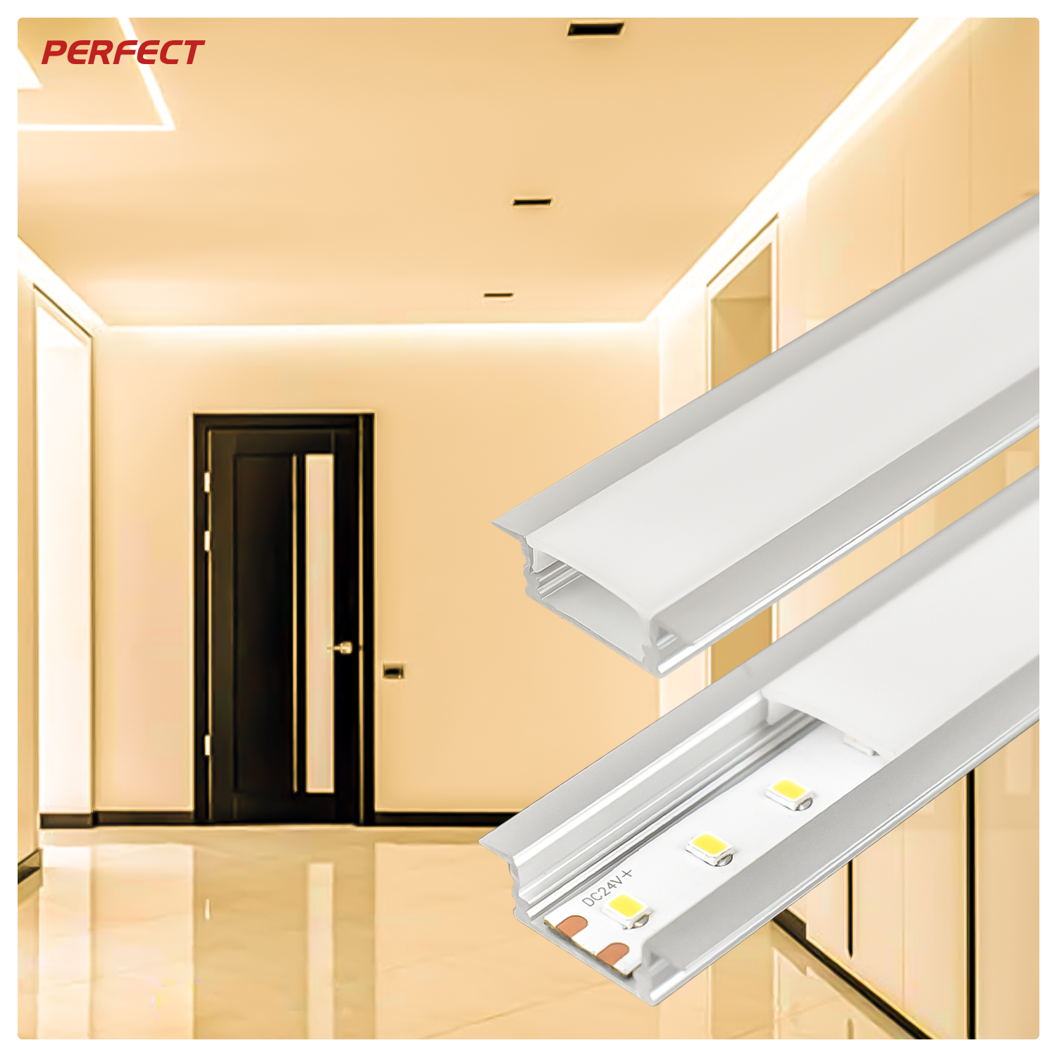 SMD2835 Super Bright LED Strip with 6063 Aluminum Profile (17x7mm Recessed) and German Bayer PC Cover--Ideal for Home Decoration