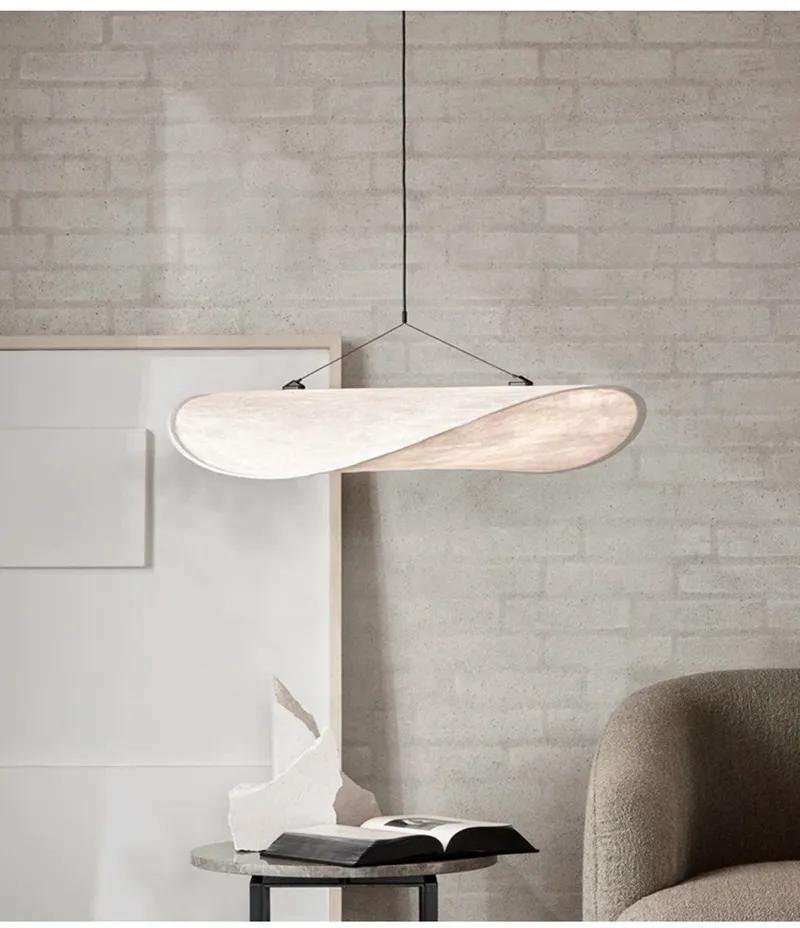 Japanese Wabi Sabi Pendant Lightings Handmade Paper LED Chandelier