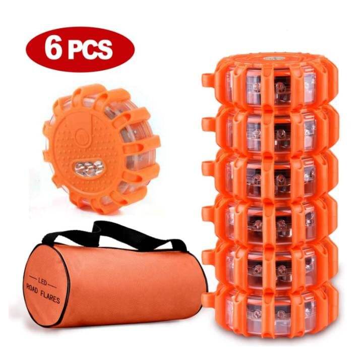 Rechargeable 6PCS LED Road Flare Kit With Magnetic Base For Vehicle Emergency Safety