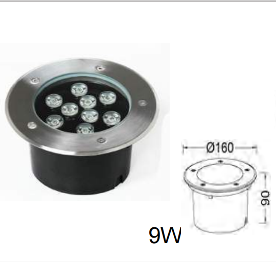 1W IP67 LED Outdoor Watertight One-year Warranty Recessed Stainless Steel Aluminum 360LM 2700K Patio Garden In-ground Light